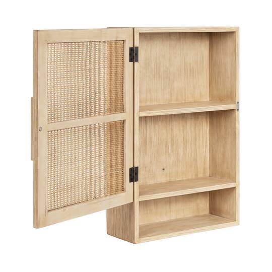 Kate and Laurel Ori Rattan Wall Cabinet with Cubby
